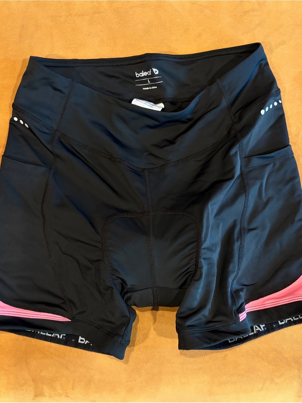 Baleaf Black Bike Shorts with Pink Trim